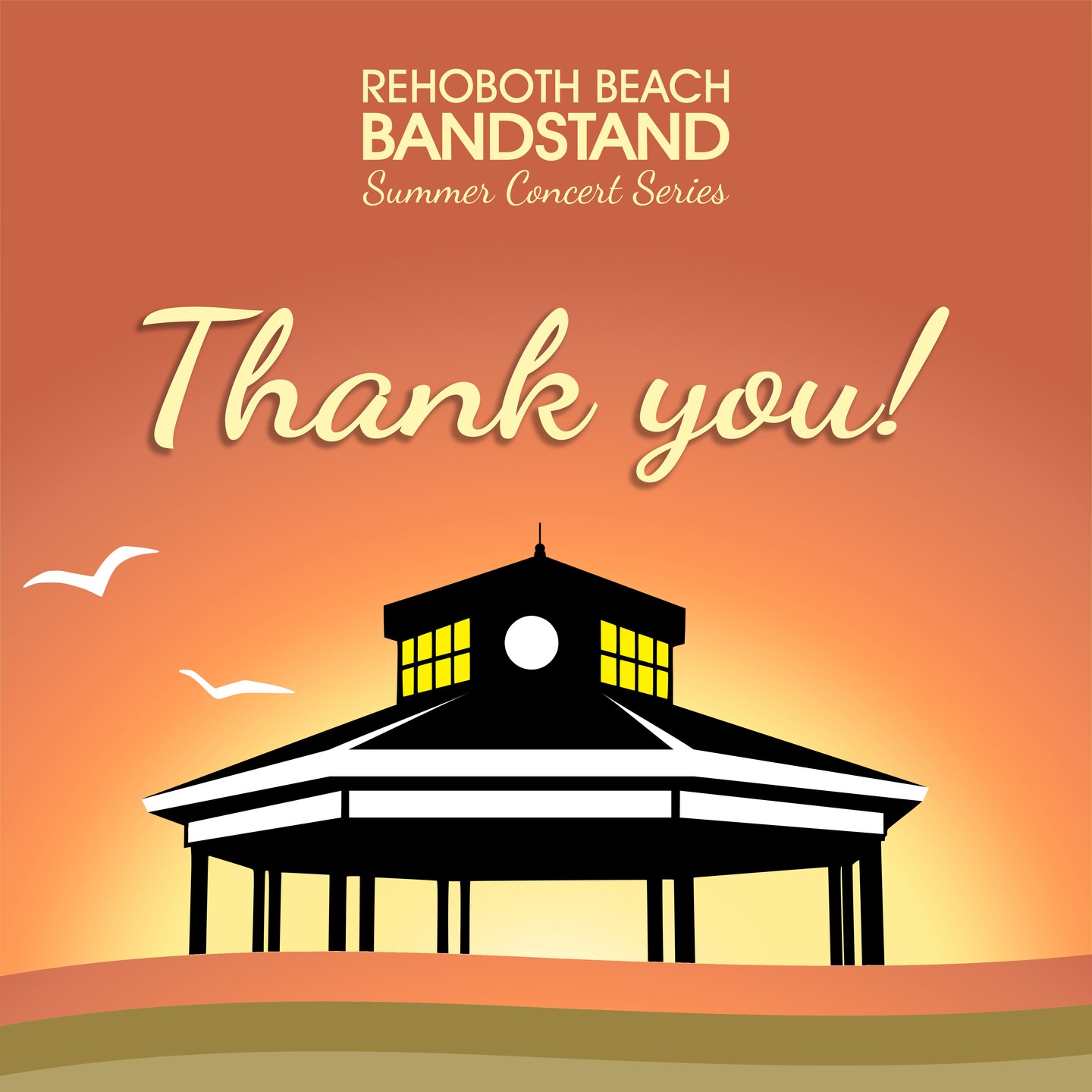 With over 3000 concerts, events, and performances, 2022 marks our 60th season providing entertainment for Rehoboth Beach - all at no cost to our guests!
We want to thank you, the audience, for spending your time with us and continuing to support live music. Without you, many in the arts industry would not have a place to perform and continue their musical journey.
This, and every year, we hope that the Rehoboth Beach Bandstand has provided a destination for our audience to enjoy great entertainment, view amazing scenery, and create countless memories with family and friends.
Thank you for allowing us the opportunity to provide Rehoboth Beach with another summer of entertainment. We look forward to many more seasons of concerts and events as we begin preparing for our 2023 Summer Concert Series in Rehoboth Beach!
