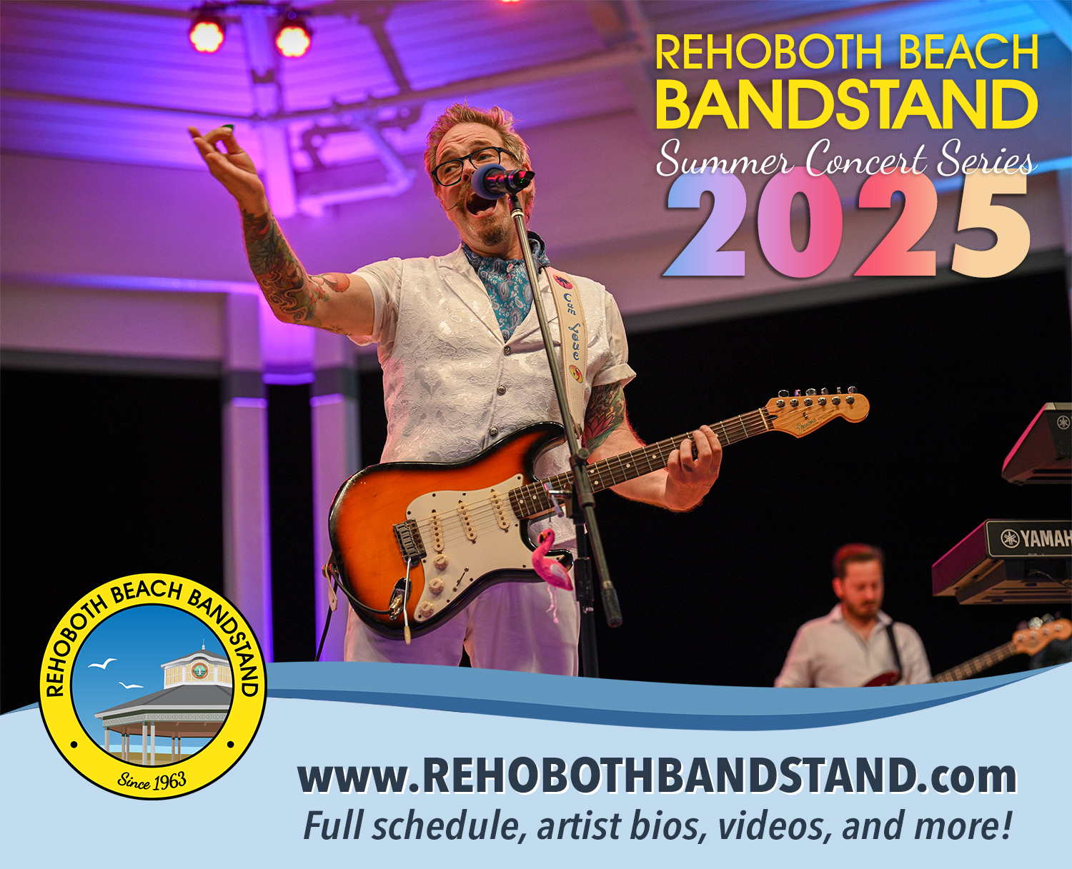 🎶 Get ready, Rehoboth Beach! The 2025 Summer Concert Series is here! 🎶

Kicking off some fun on Memorial Day Weekend with We May Be Right – A Tribute to Billy Joel and officially starting our 2025 season on June 13th with The Million Dollar McGraw Show featuring Vegas McGraw, winner of Jimmy Fallon's Clash of the Cover Bands, this season is packed with incredible FREE performances!

🎸 Fan-favorites return, including Frontiers (Journey), Yellow Brick Road (Elton John), Satisfaction (Rolling Stones), High Noon (Southern Rock), The Seven Wonders (Fleetwood Mac), Central City Orchestra, and more!

🌟 New acts joining the lineup include BOSTYX (Boston & Styx), Atomic Light Orchestra (ELO), Double Vision (Foreigner), Lights Out (Frankie Valli), The New Romance (80s Rock), Studio Two (Early Beatles), Earth Jam, Rainbow Full of Sound (Grateful Dead), and many more!

🇺🇸 Plus, don’t miss the U.S. Navy Band Commodores on July 4th! ⚓️

Join us every weekend at 8 PM, steps from the boardwalk! For the full lineup, bios of every group, videos, and more, visit rehobothbandstand.com. See you this summer! 🎤🌊 #RehobothBandstand #FreeConcerts