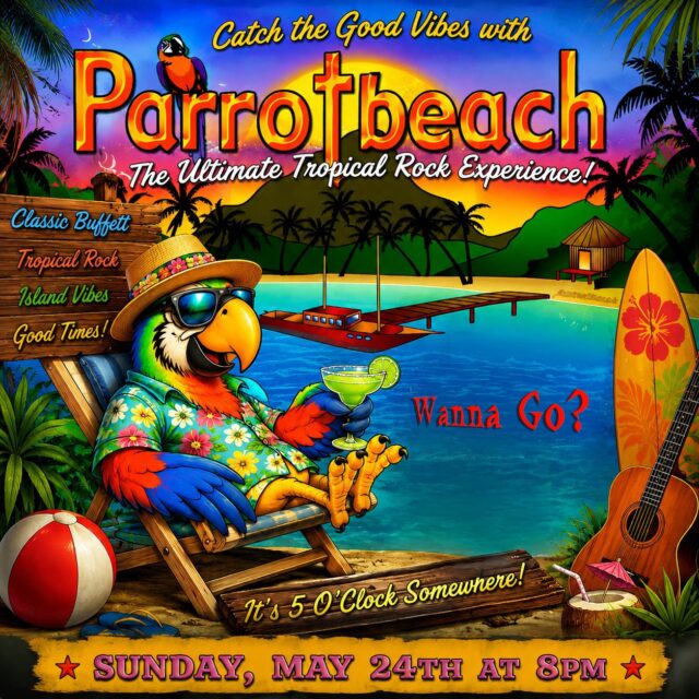 🌴☀️ Island vibes are headed to the Rehoboth Beach Bandstand as Parrotbeach performs on Sunday, May 24th! 🎶

Get ready for a tropical night of beach music, Buffett favorites, singalongs, and laid-back summer energy right in the heart of downtown Rehoboth Beach.

Bring your flip flops, your friends, and your best island attitude for this FREE show at 8pm.
