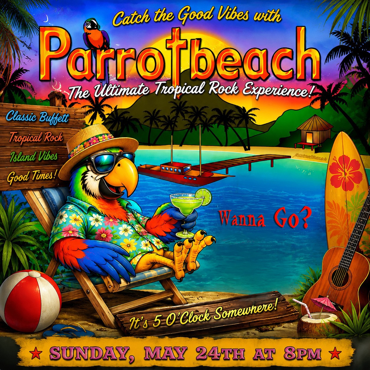 🌴☀️ Island vibes are headed to the Rehoboth Beach Bandstand as Parrotbeach performs on Sunday, May 24th! 🎶

Get ready for a tropical night of beach music, Buffett favorites, singalongs, and laid-back summer energy right in the heart of downtown Rehoboth Beach.

Bring your flip flops, your friends, and your best island attitude for this FREE show at 8pm.