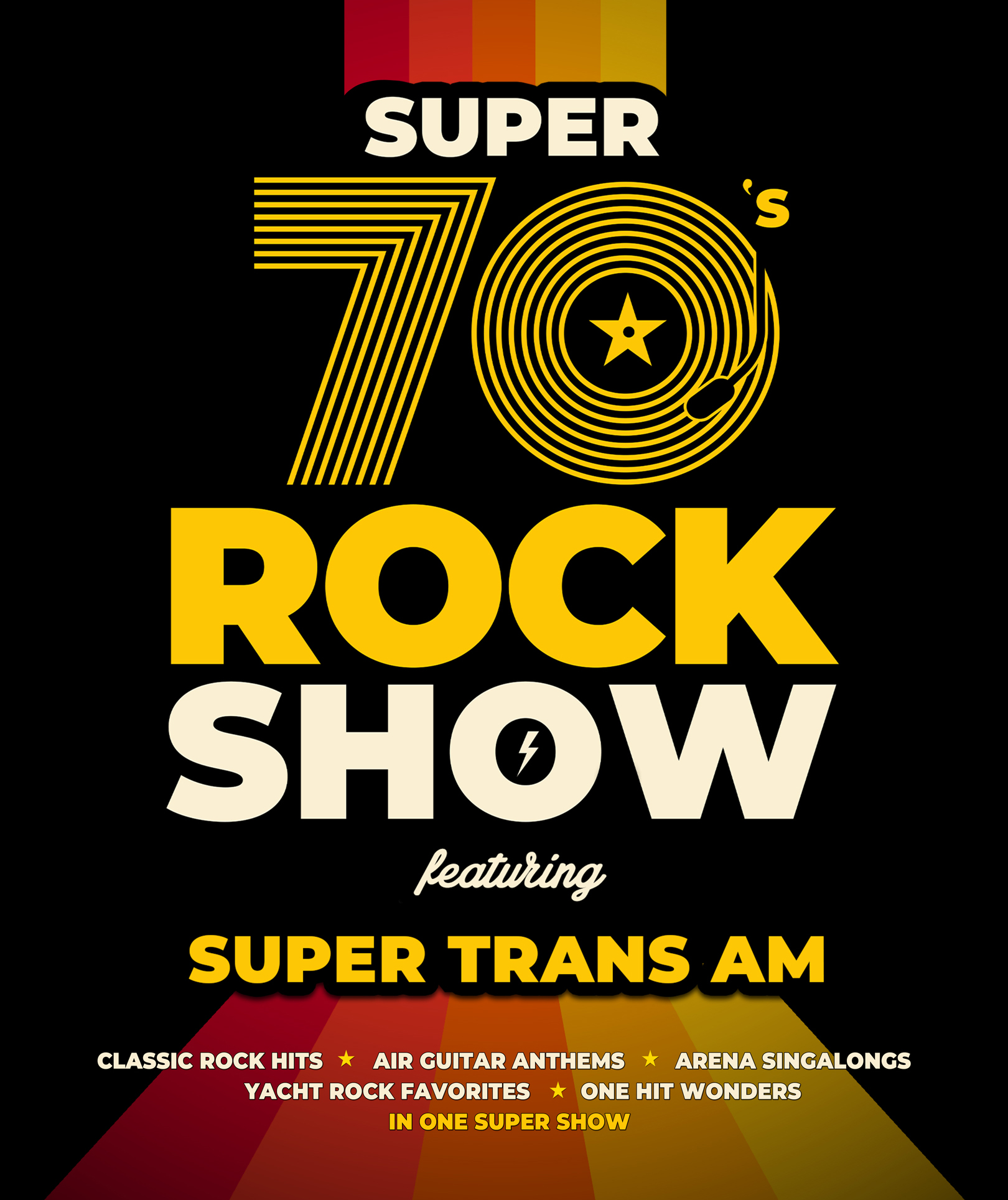 🎸🎶 It’s time to dust off your flared jeans, break out the air guitar and take a trip back to the days when "Welcome Back, Kotter" and "Happy Days" kept us glued to our televisions, Gerald Ford and Jimmy Carter led our nation, kids jumped Evil Knievel toys over their Matchbox cars and these timeless songs became the soundtrack to our lives! Join us TONIGHT at 8pm for a trip back in time with @super70srockshow_supertransam!