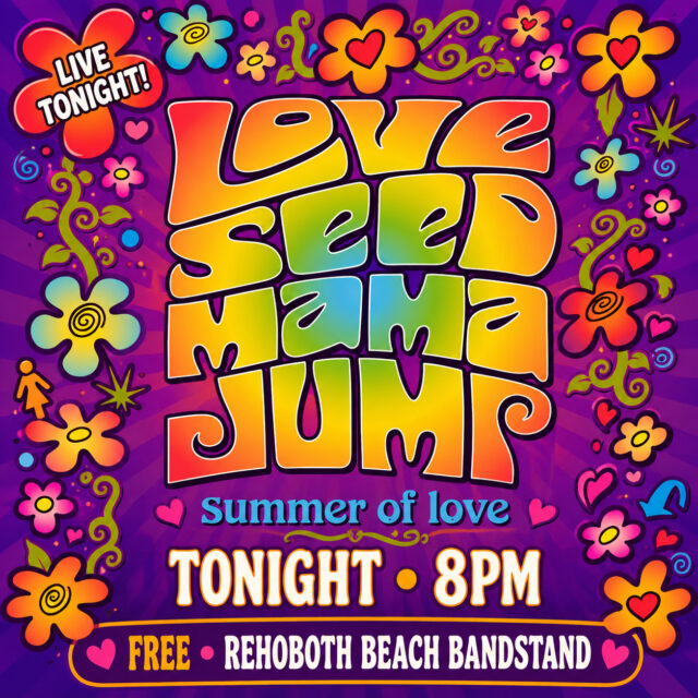 🎸 Tonight at 8pm, @loveseedmamajump Love Seed Mama Jump brings their high-energy blend of classic hits, modern rock, and feel-good vibes to the @rehobothbandstand! 🎵