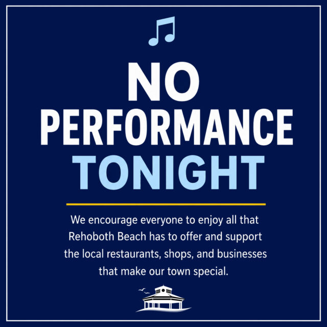🎶 While there won't be a performance at the Rehoboth Beach Bandstand tonight, there's still plenty to enjoy around town!

Take the evening to explore Rehoboth Beach's amazing restaurants, unique shops, and local businesses that make our community so special. Your support helps keep our downtown vibrant all season long.

We'll be back with live music tomorrow night at 8 PM. See you at the Bandstand! 🌊