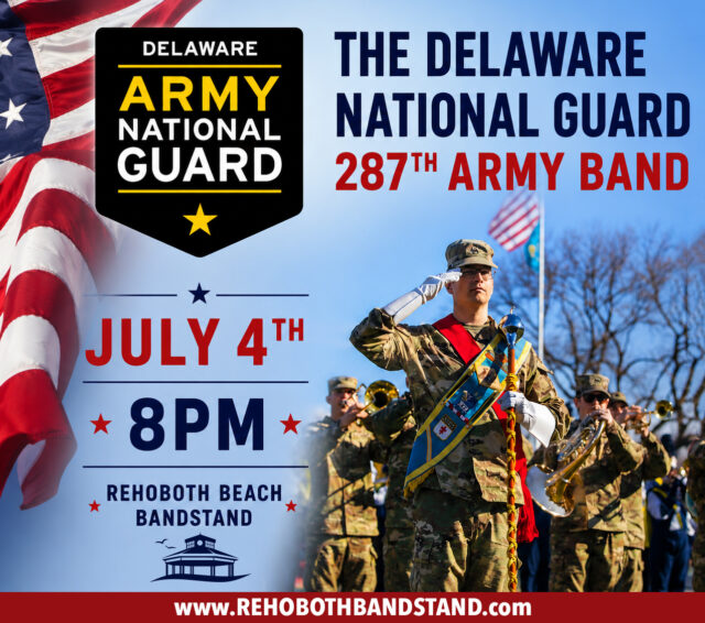 🇺🇸🎶 Spend your Fourth of July with us at the Rehoboth Beach Bandstand!

Join us on Saturday, July 4 at 8 PM for a FREE performance by The Delaware National Guard 287th Army Band. Their concert will feature a mix of patriotic favorites, military classics, and popular music, making it a great way to celebrate Independence Day with family and friends.

Happy Independence Day weekend! 🇺🇸